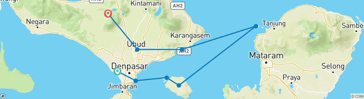 Image d'une carte montrant l'itinéraire du circuit