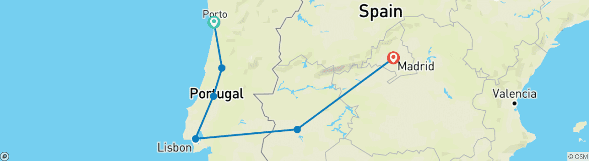 Foto van een kaart met de route van de rondreis