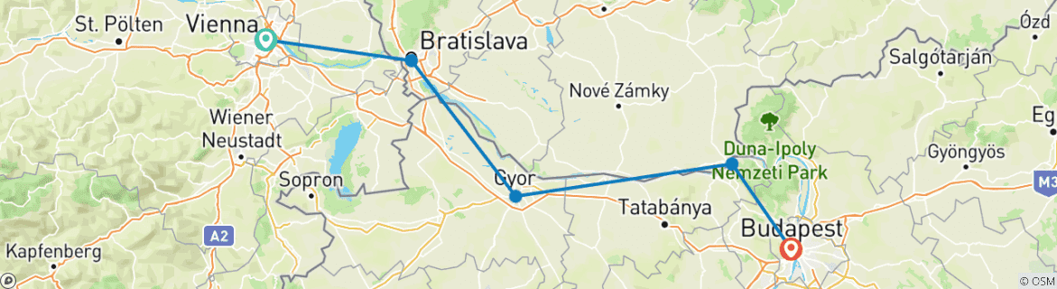 Karte mit der Reiseroute