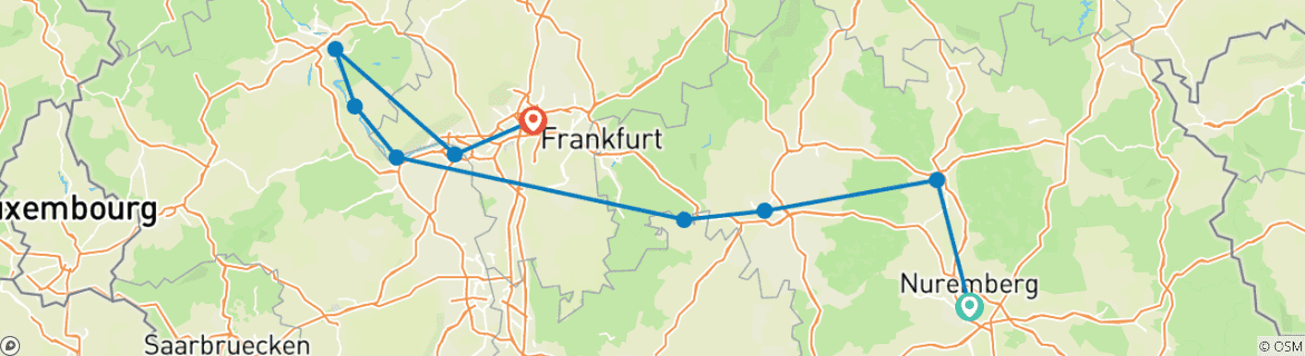 Foto van een kaart met de route van de rondreis