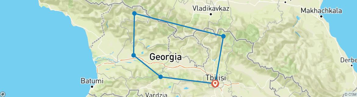 Image d'une carte montrant l'itinéraire du circuit