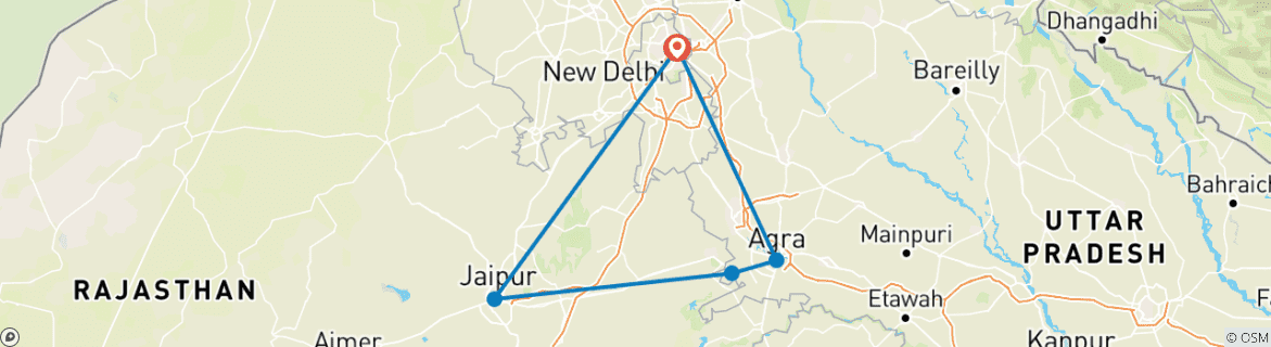 Karte mit der Reiseroute