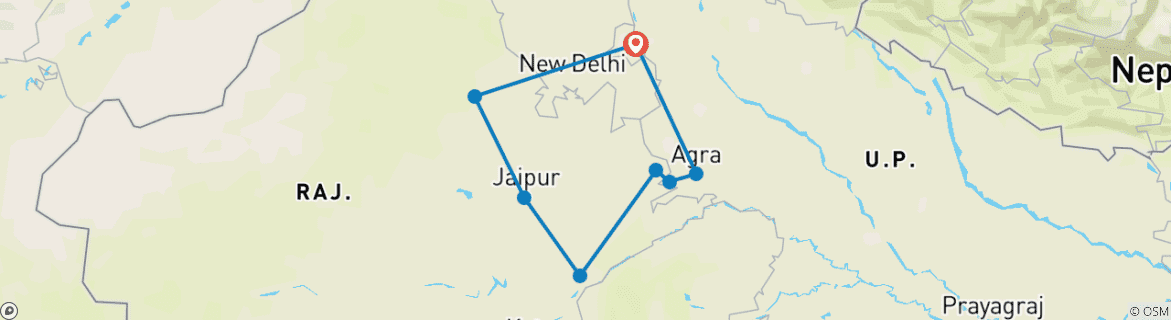 Karte mit der Reiseroute