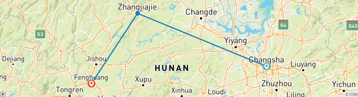 Image d'une carte montrant l'itinéraire du circuit