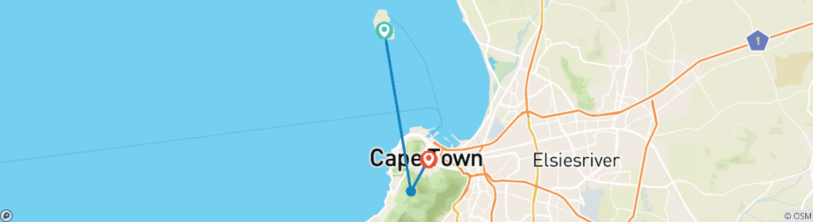 Karte von Kapstadt- 3-Tage -Robben Island Tafelberg CaR & Weinprobe