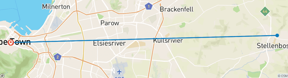 Kaart van Bezienswaardige 3-daagse rondleidingen door Kaapstad: Duiken met haaien & Cape Peninsula & Wijnproeven