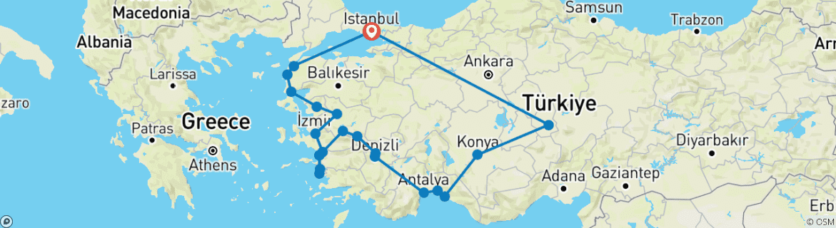 Karte mit der Reiseroute