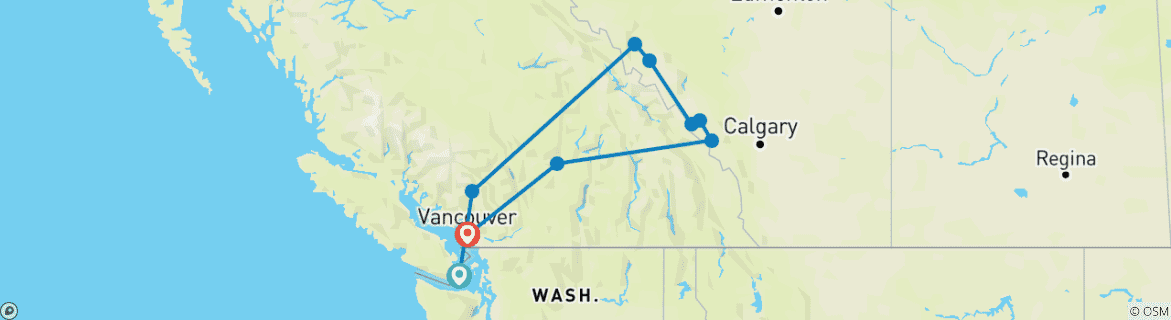 Image d'une carte montrant l'itinéraire du circuit