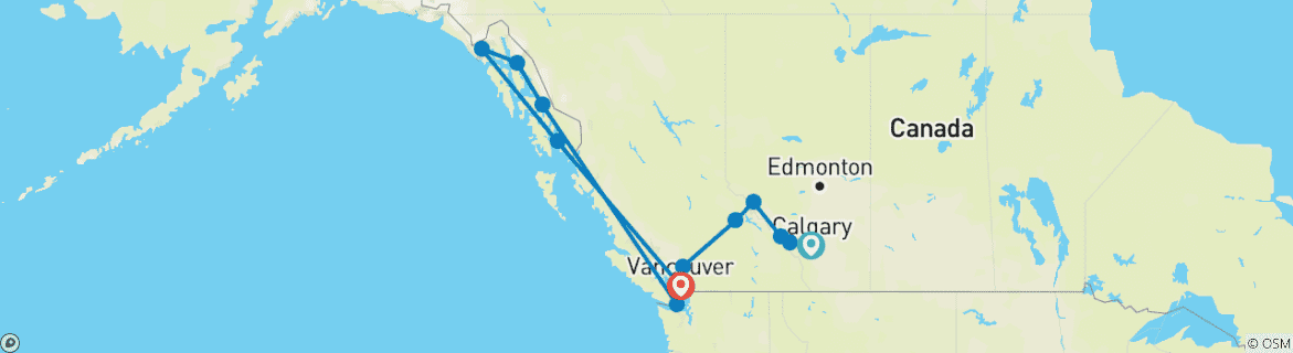 Image d'une carte montrant l'itinéraire du circuit