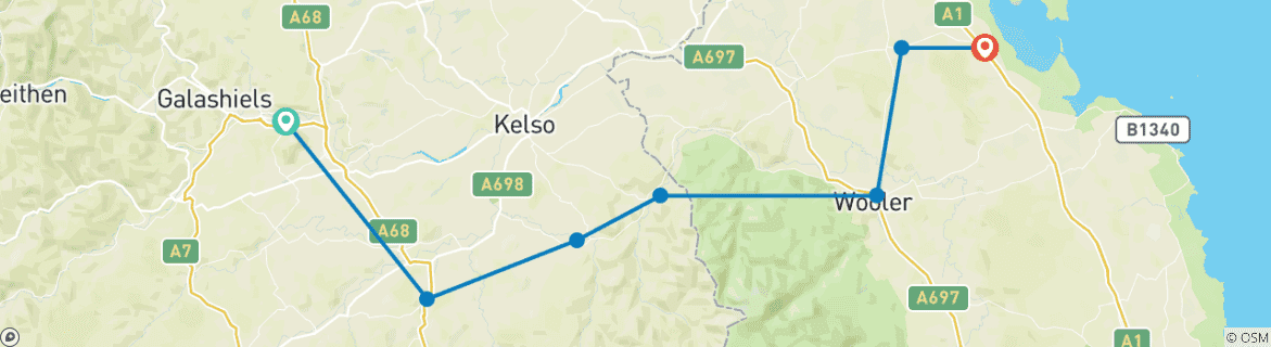 Foto van een kaart met de route van de rondreis