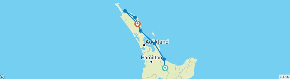 Karte mit der Reiseroute