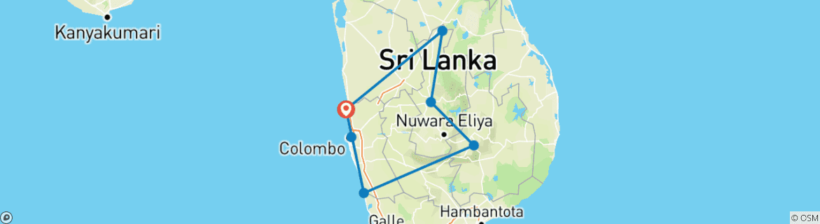 Foto van een kaart met de route van de rondreis