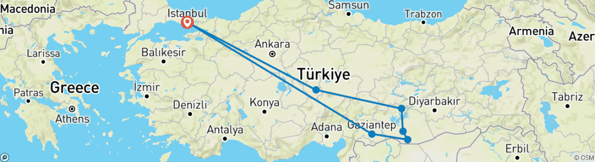 Image d'une carte montrant l'itinéraire du circuit