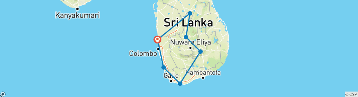 Foto van een kaart met de route van de rondreis