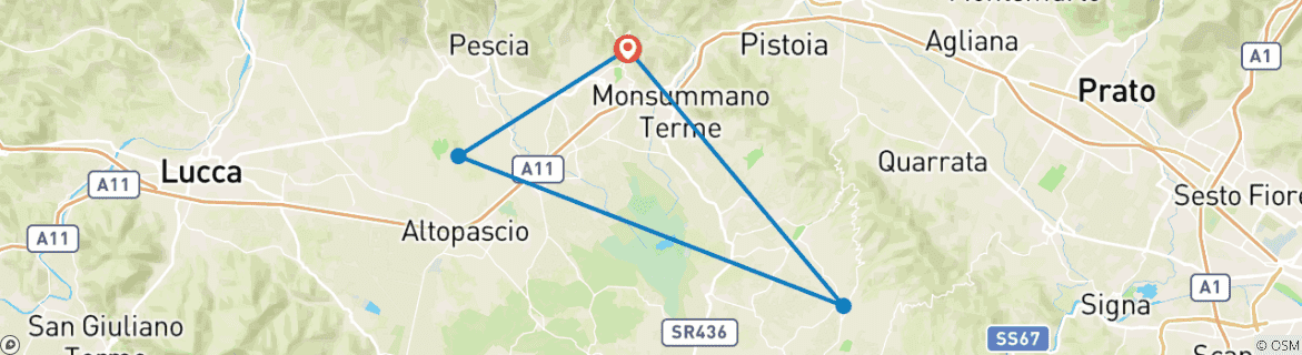 Image d'une carte montrant l'itinéraire du circuit