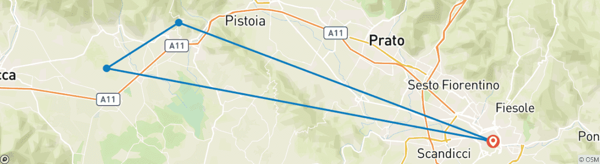 Image d'une carte montrant l'itinéraire du circuit