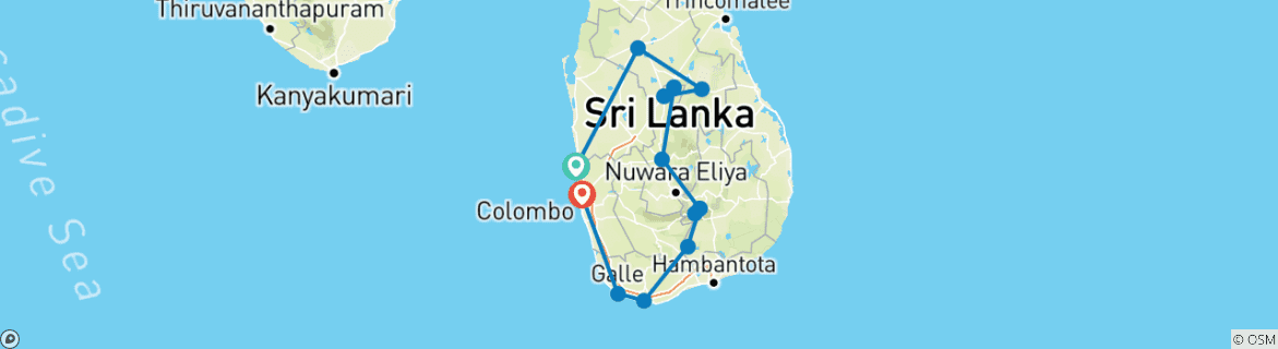 Image d'une carte montrant l'itinéraire du circuit