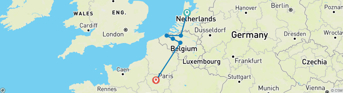 Image d'une carte montrant l'itinéraire du circuit