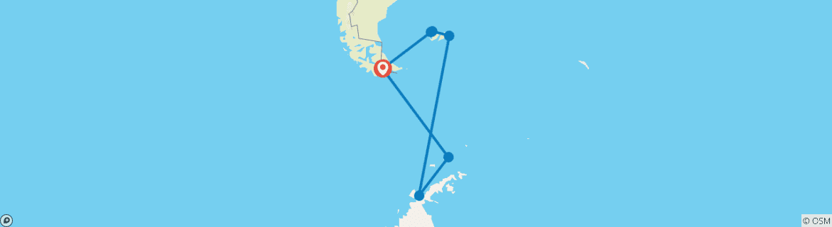 Foto van een kaart met de route van de rondreis