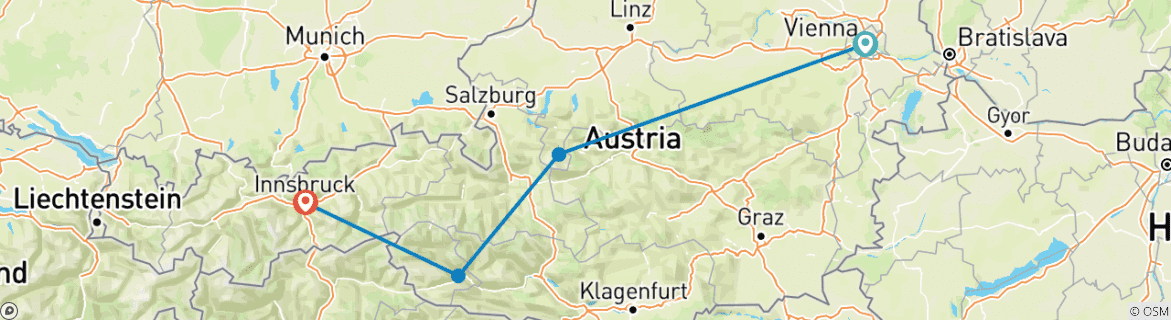 Image d'une carte montrant l'itinéraire du circuit