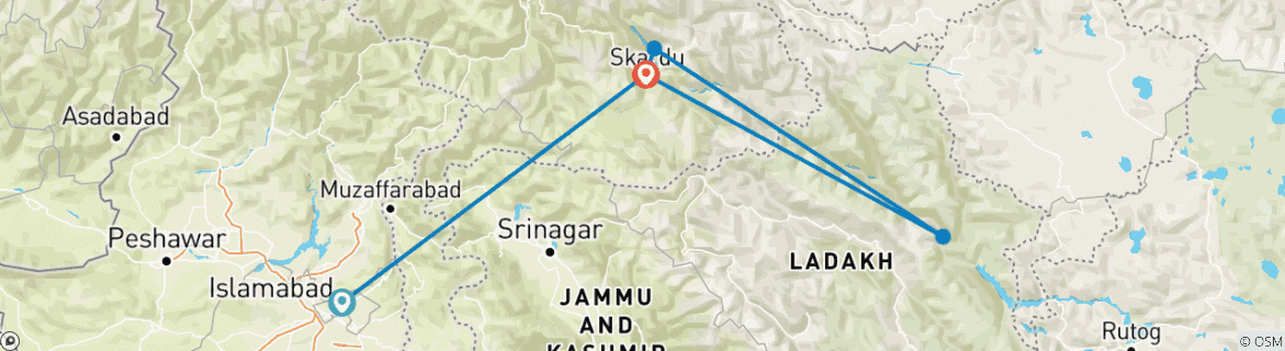 Image d'une carte montrant l'itinéraire du circuit