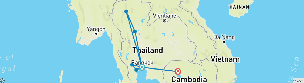 Image d'une carte montrant l'itinéraire du circuit