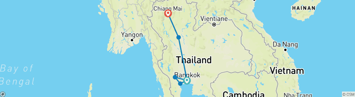 Image d'une carte montrant l'itinéraire du circuit