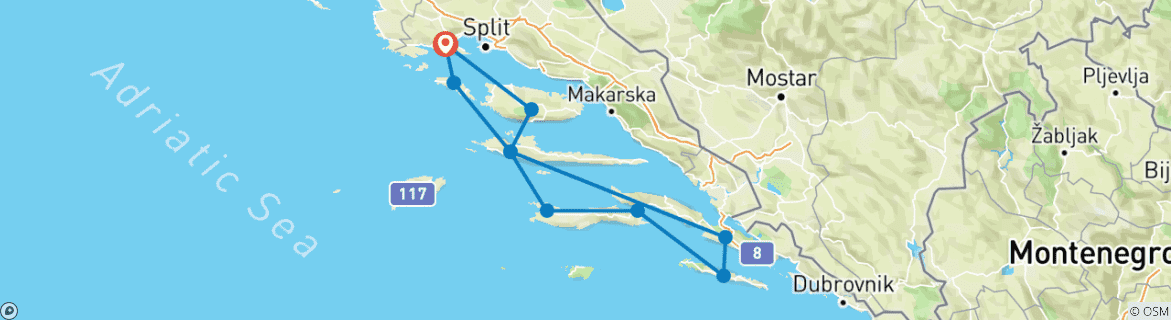 Image d'une carte montrant l'itinéraire du circuit