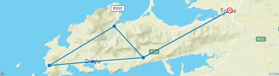 Image d'une carte montrant l'itinéraire du circuit