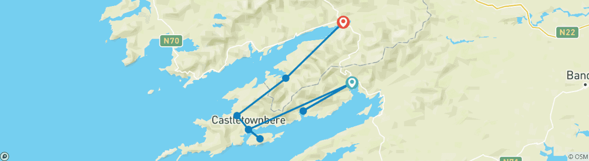 Karte mit der Reiseroute