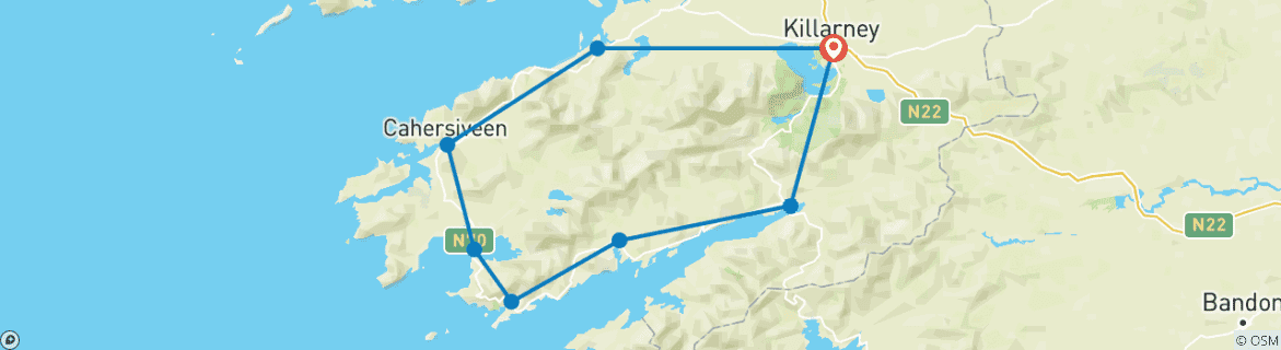 Image d'une carte montrant l'itinéraire du circuit