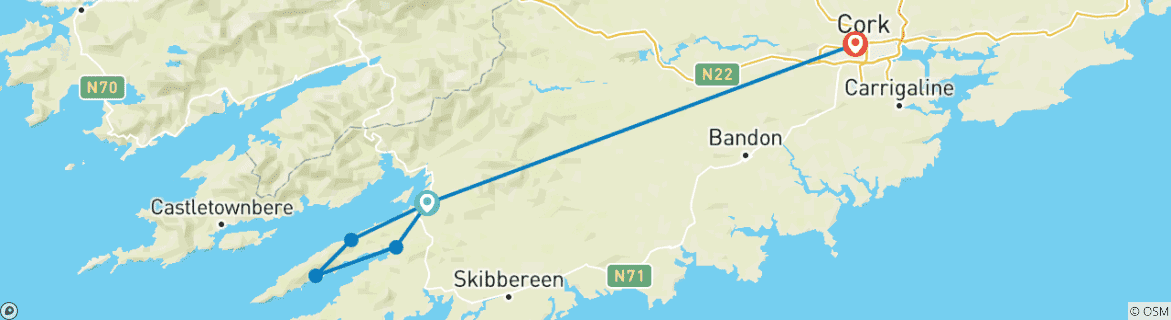 Foto van een kaart met de route van de rondreis