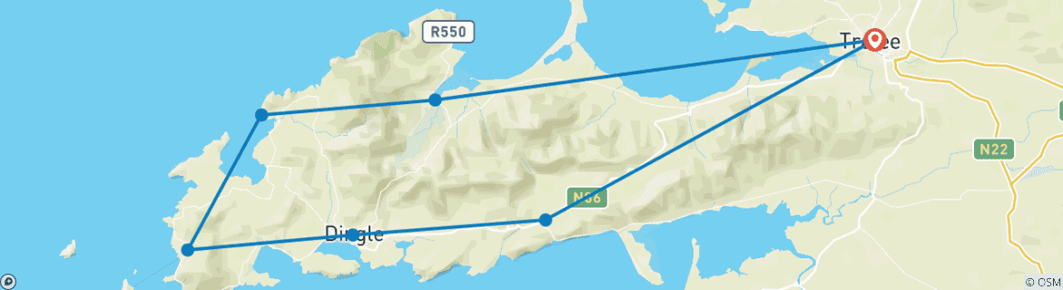 Image d'une carte montrant l'itinéraire du circuit