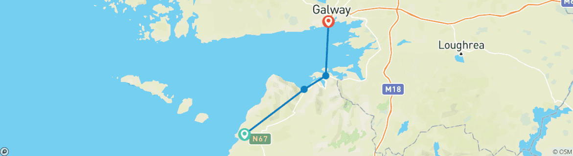 Karte mit der Reiseroute