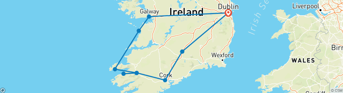 Image d'une carte montrant l'itinéraire du circuit