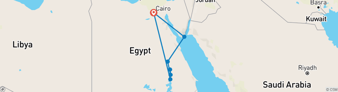 Image d'une carte montrant l'itinéraire du circuit