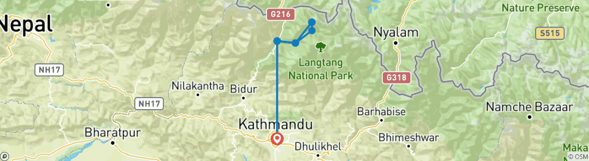 Image d'une carte montrant l'itinéraire du circuit