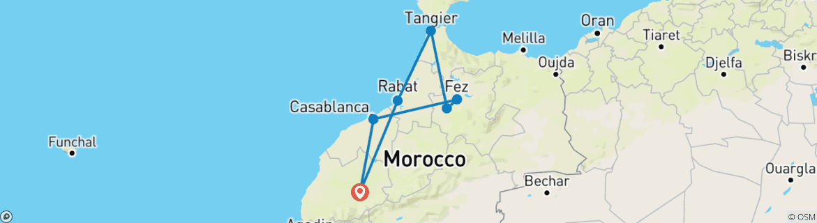 Image d'une carte montrant l'itinéraire du circuit