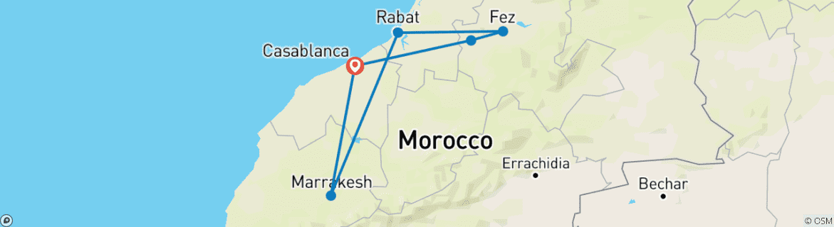 Image d'une carte montrant l'itinéraire du circuit