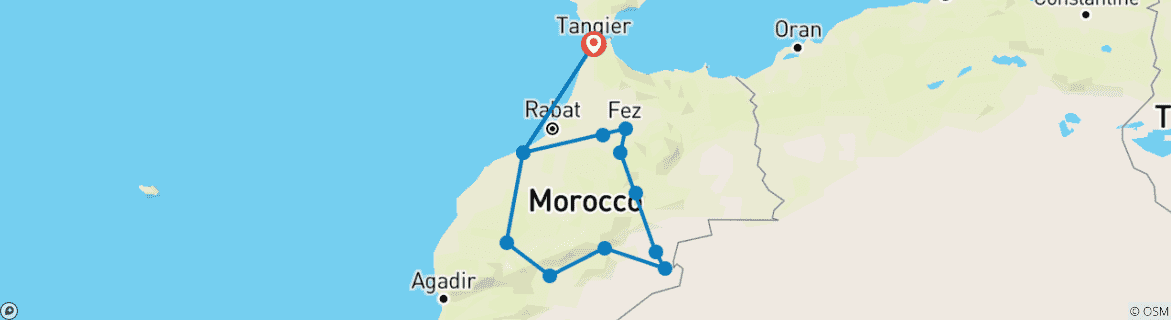 Image d'une carte montrant l'itinéraire du circuit