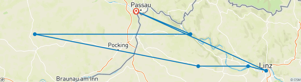 Foto van een kaart met de route van de rondreis