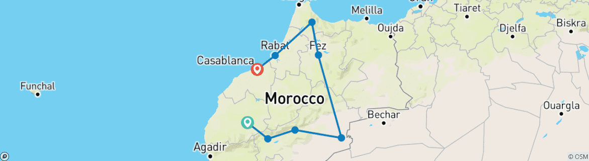 Image d'une carte montrant l'itinéraire du circuit