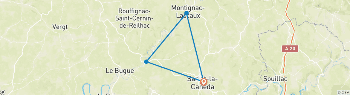 Karte mit der Reiseroute