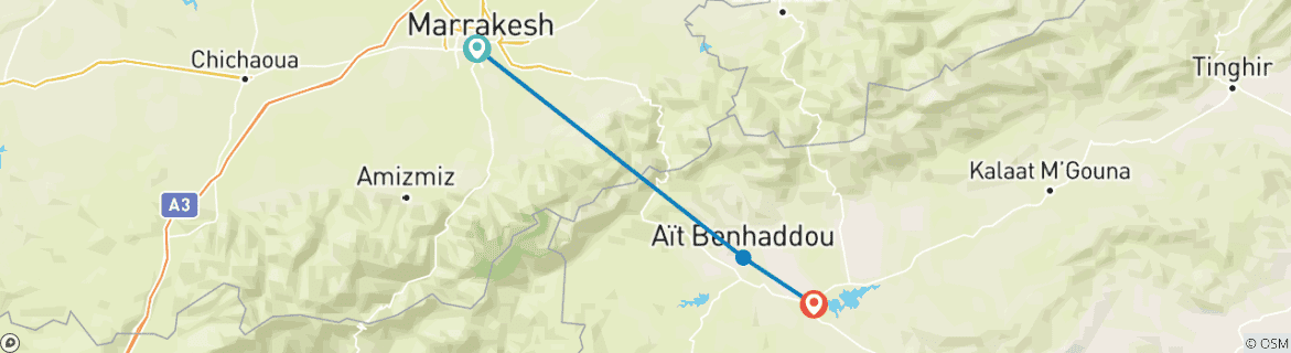 Foto van een kaart met de route van de rondreis