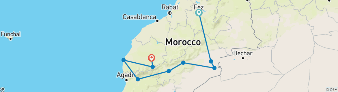 Image d'une carte montrant l'itinéraire du circuit