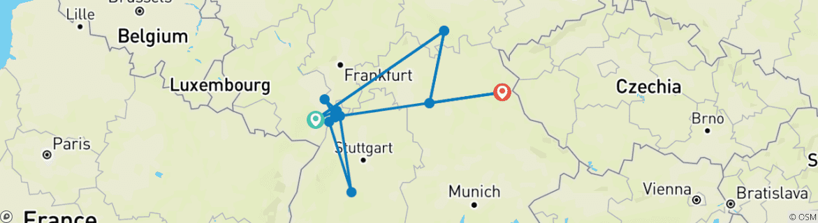 Karte mit der Reiseroute