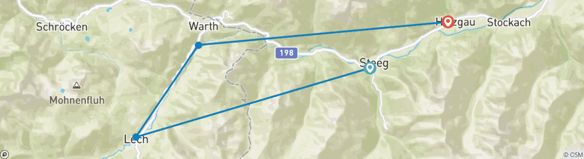 Karte mit der Reiseroute