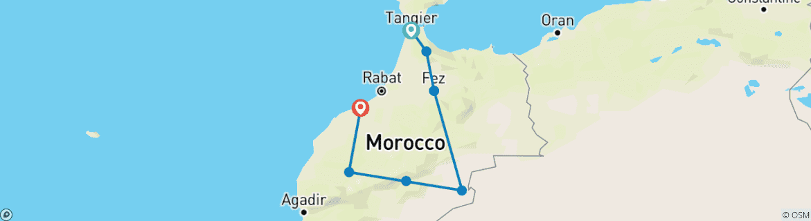 Karte mit der Reiseroute