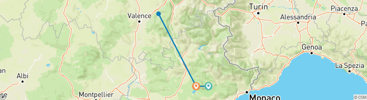 Karte mit der Reiseroute