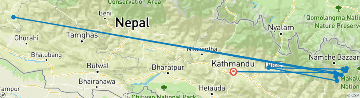 Image d'une carte montrant l'itinéraire du circuit